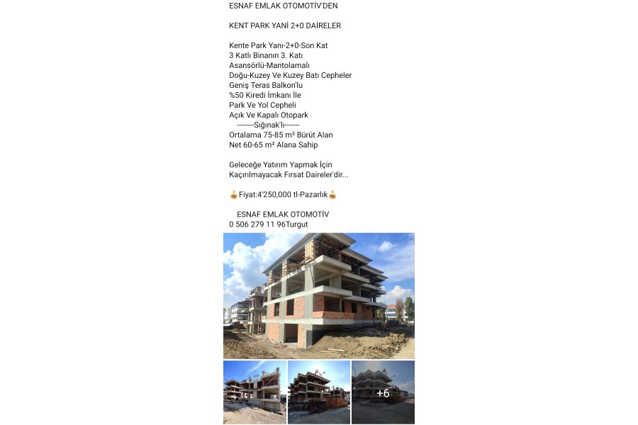 ÇORUM MERKEZ KENT PARK YANİ SATILIK 2 ADET SIFIR 2+0 DAİRELER